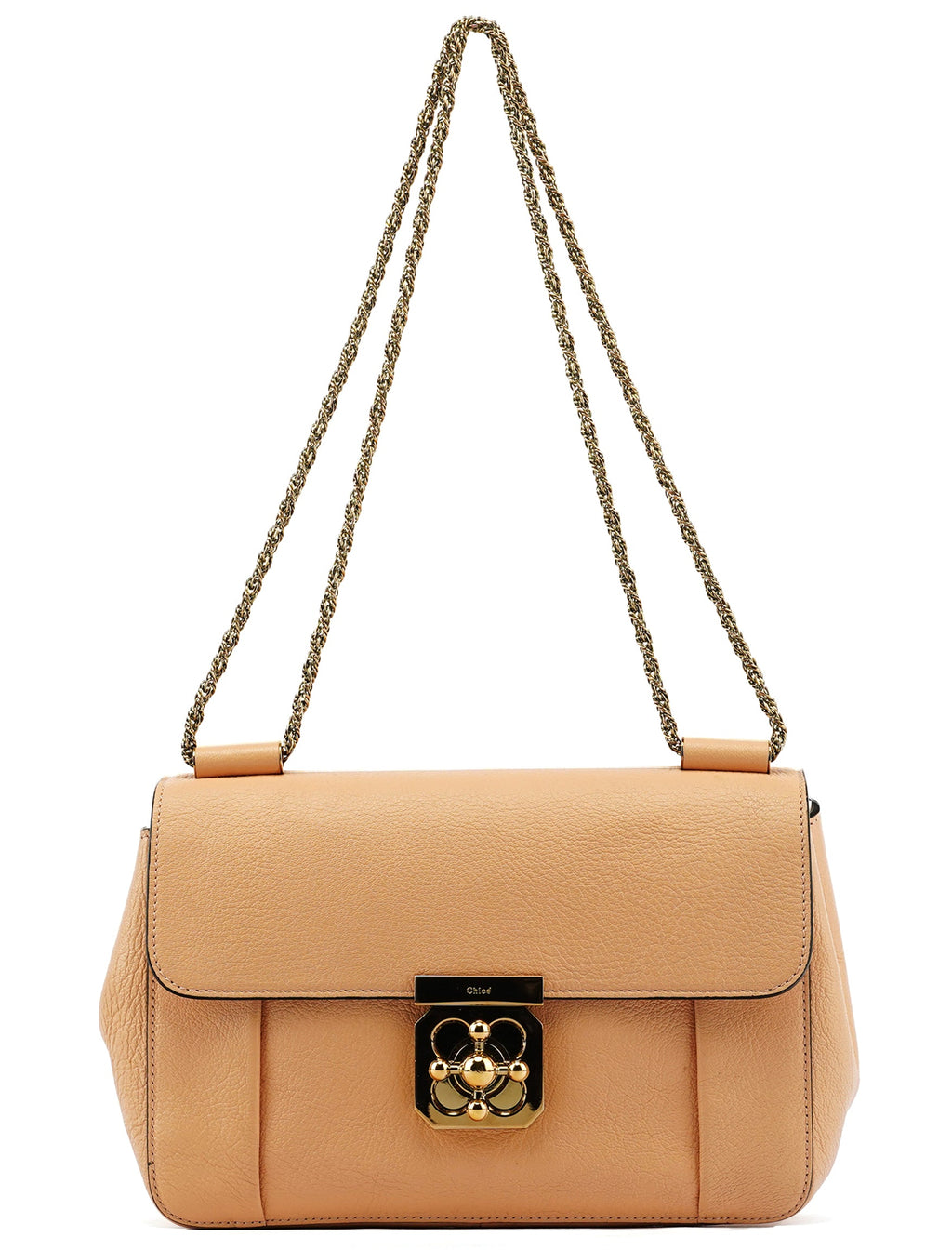 Beige Leather Elsie Chain 2-Way Shoulder Bag
