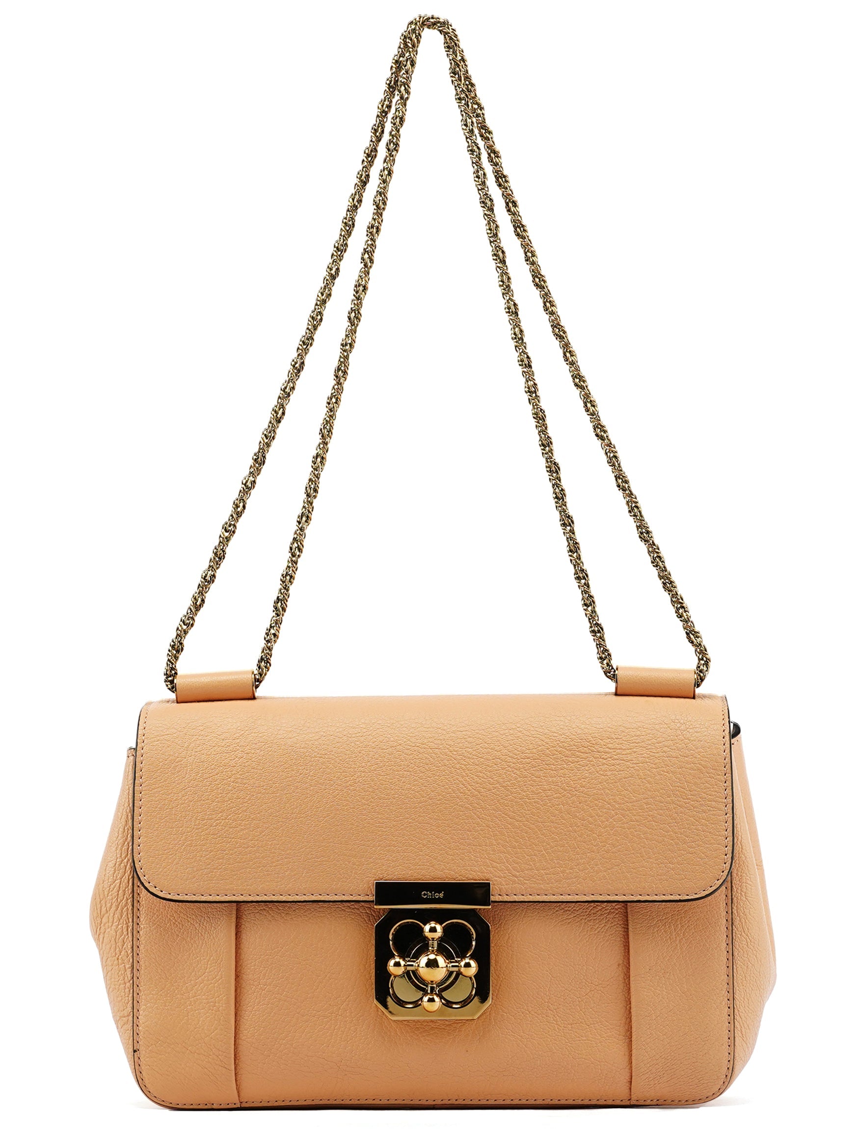 Beige Leather Elsie Chain 2-Way Shoulder Bag