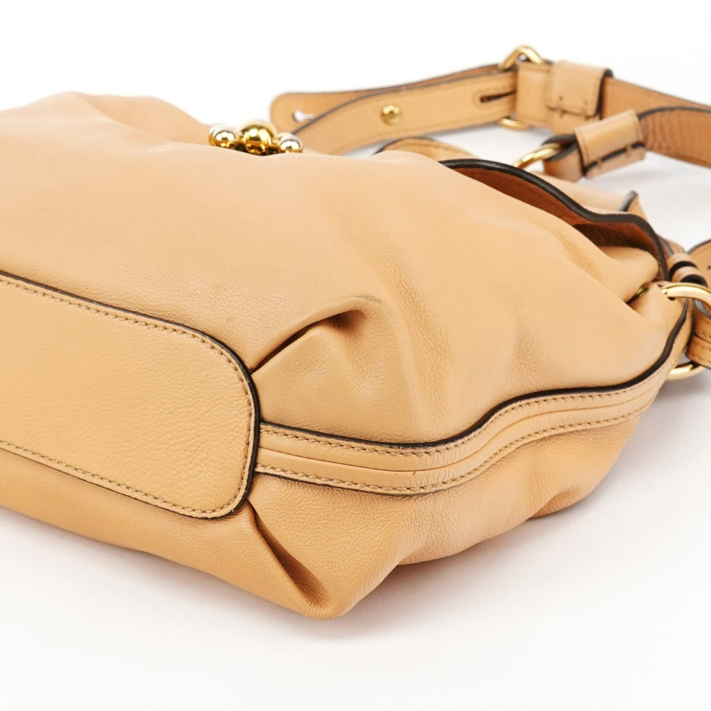 Beige Leather Elsie 2-Way Bag
