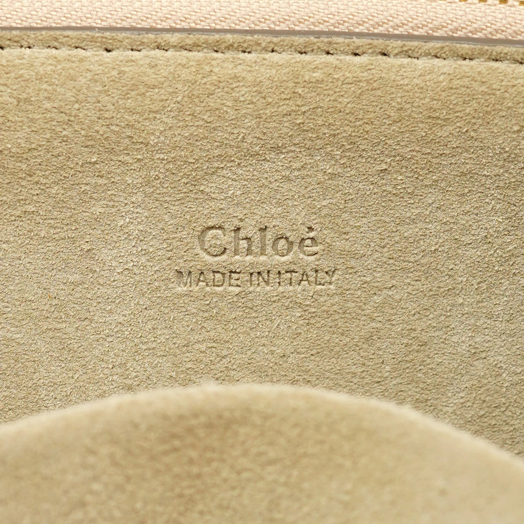 Beige Leather Gold Handle 2-Way Bag