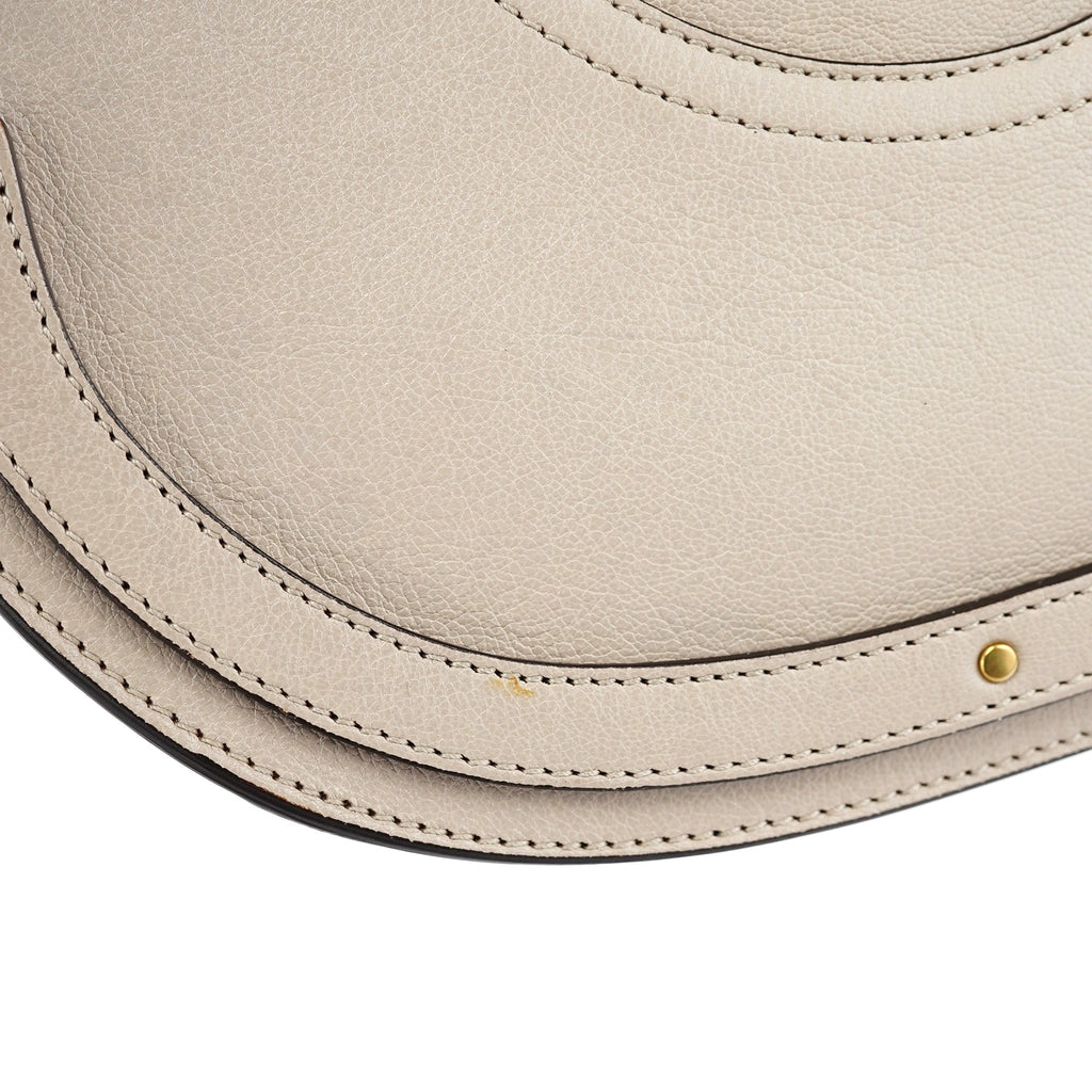Beige Leather Gold Handle 2-Way Bag