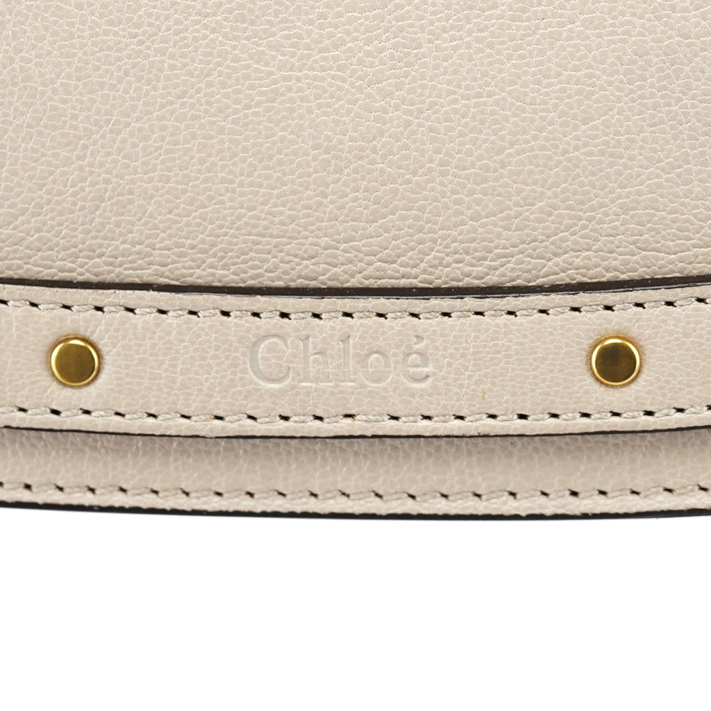 Beige Leather Gold Handle 2-Way Bag