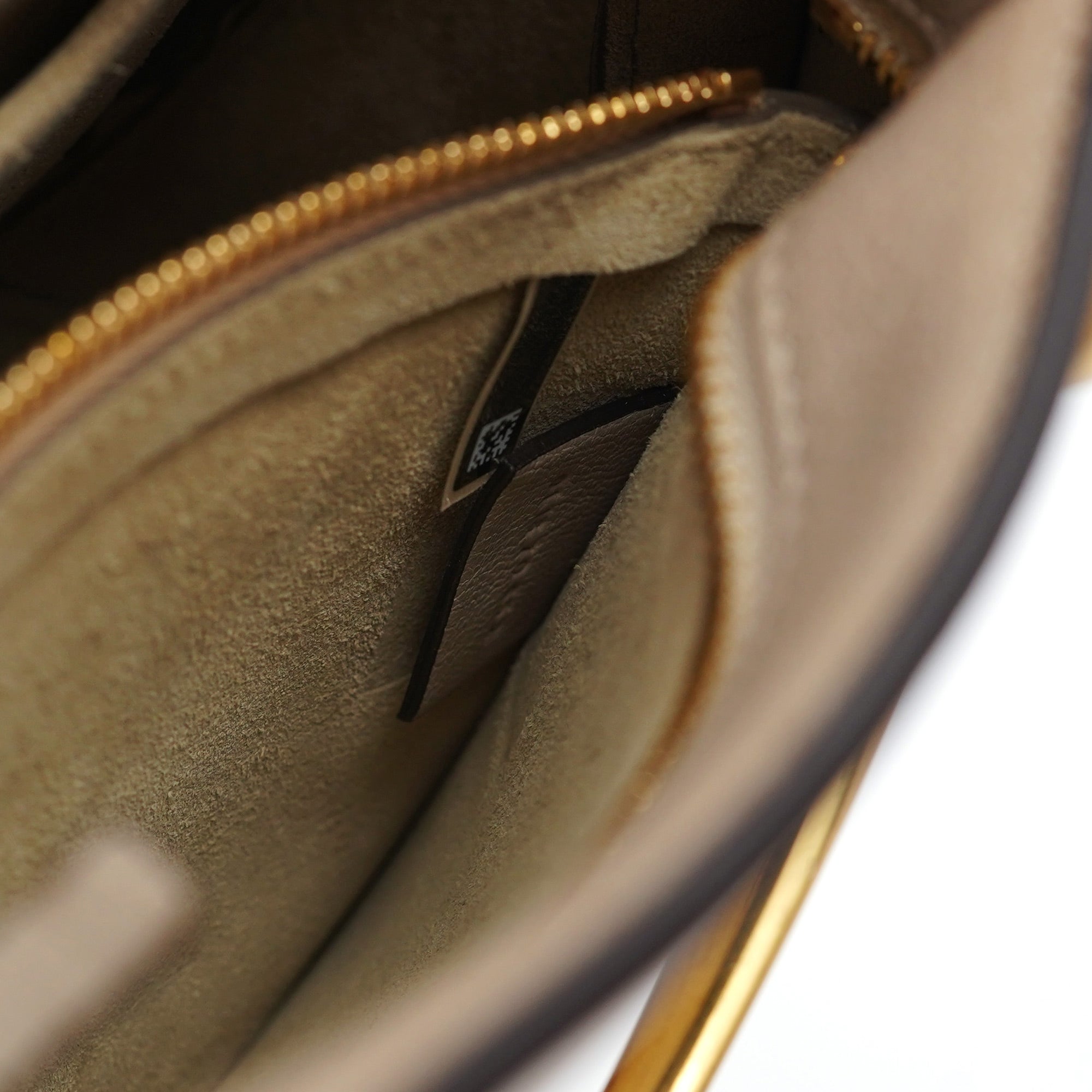 Beige Leather Gold Handle 2-Way Bag