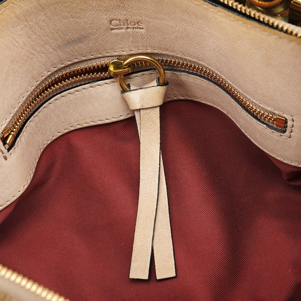 Beige Leather Heloise Tote Bag