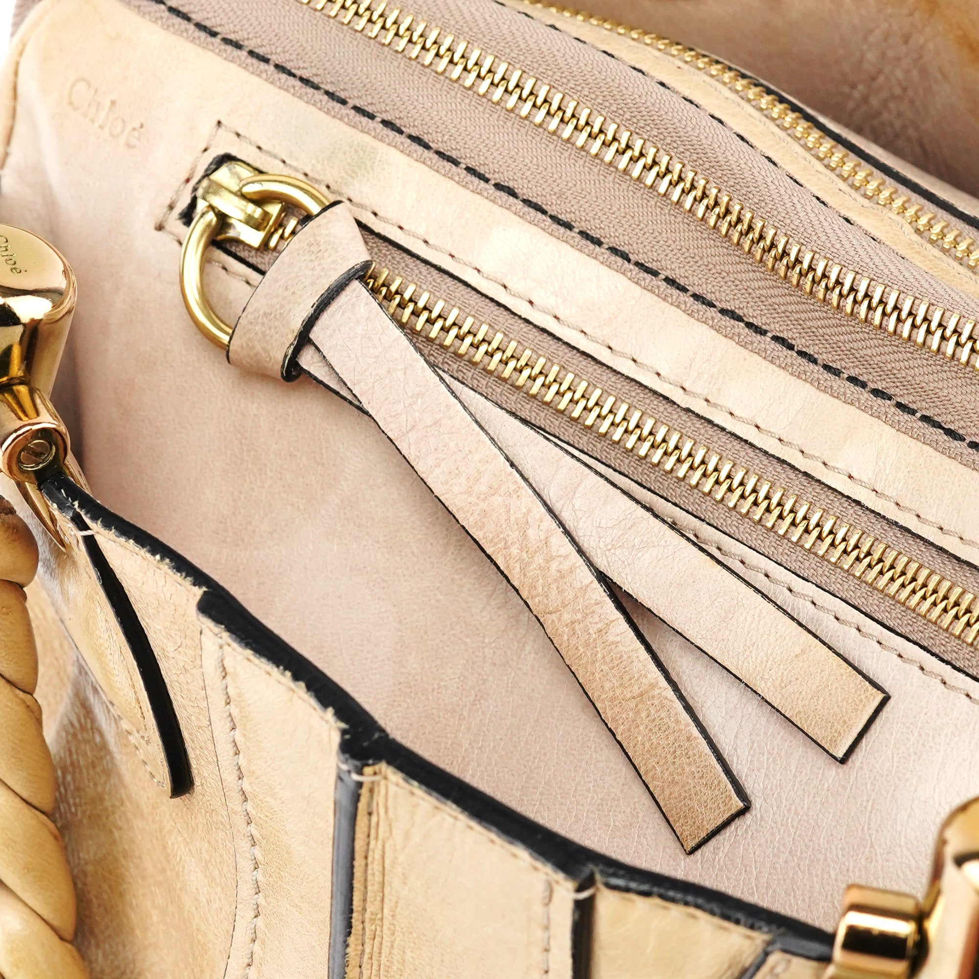 Beige Leather Heloise Tote Bag
