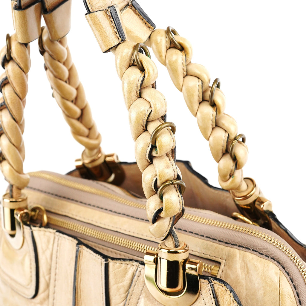 Beige Leather Heloise Tote Bag