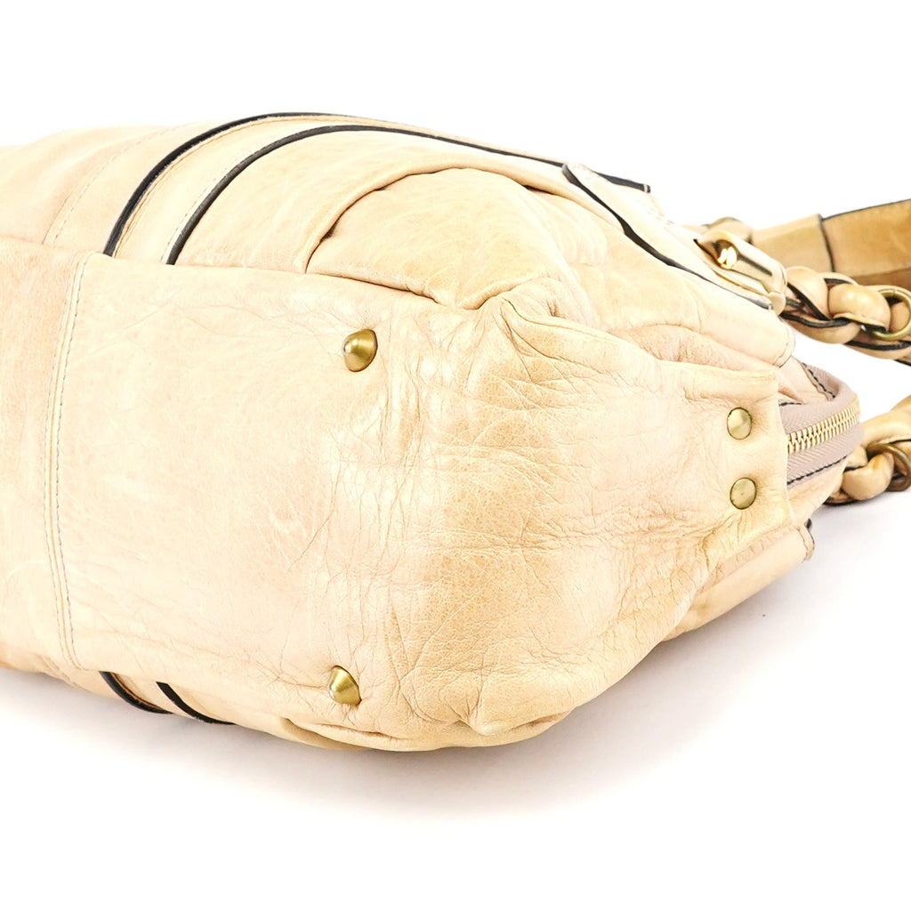Beige Leather Heloise Tote Bag