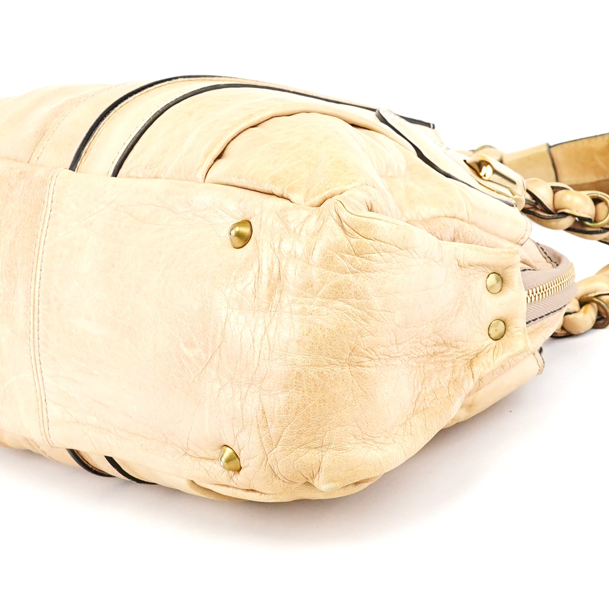 Beige Leather Heloise Tote Bag