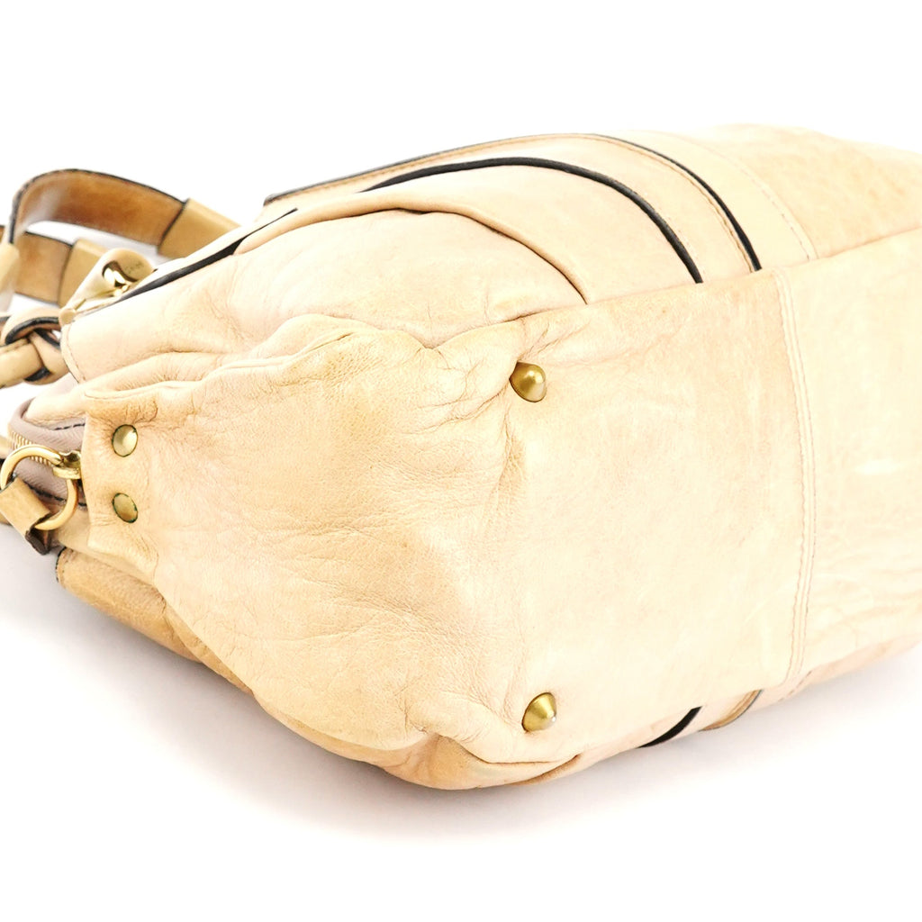 Beige Leather Heloise Tote Bag