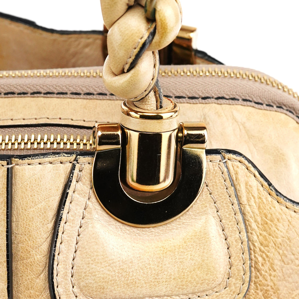 Beige Leather Heloise Tote Bag