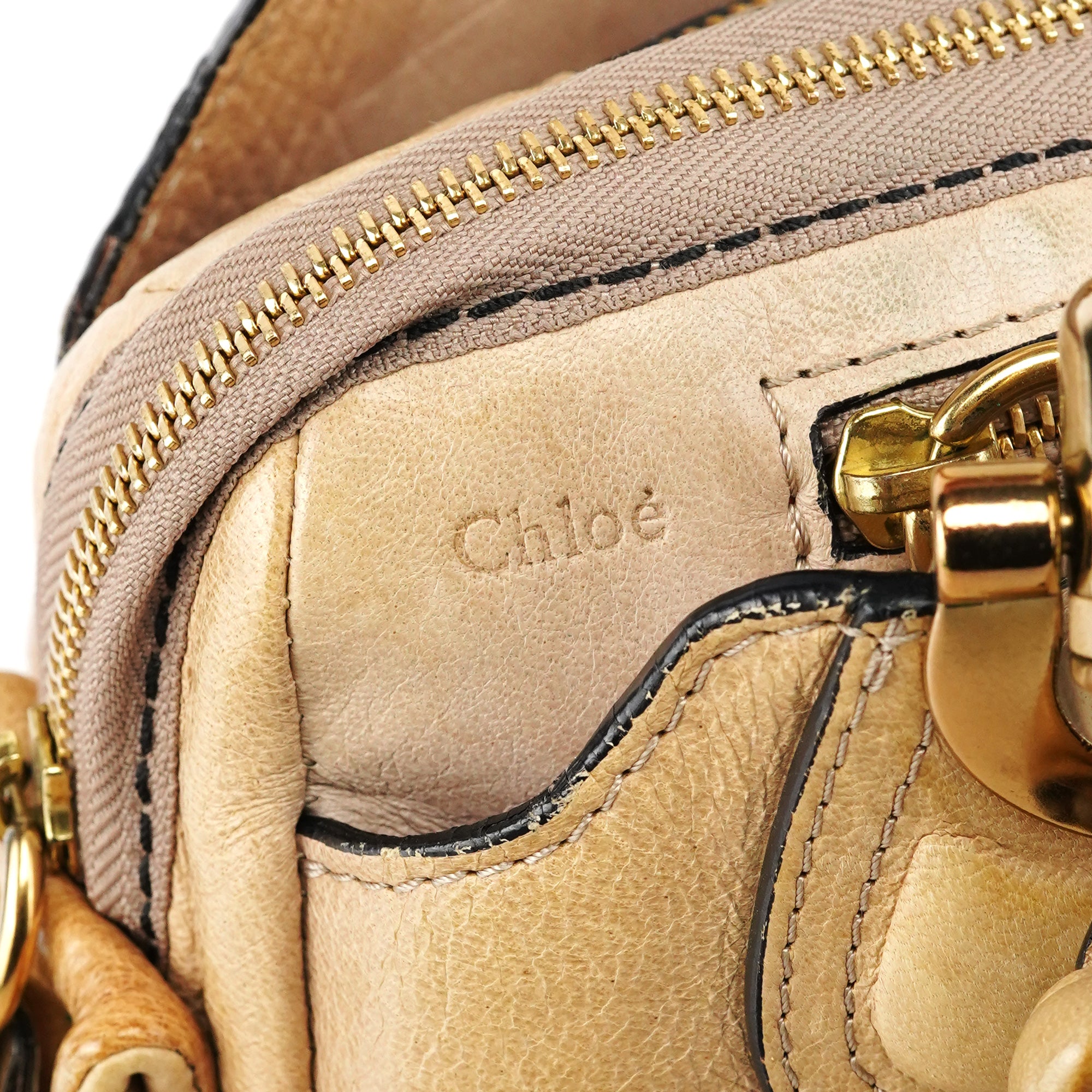 Beige Leather Heloise Tote Bag