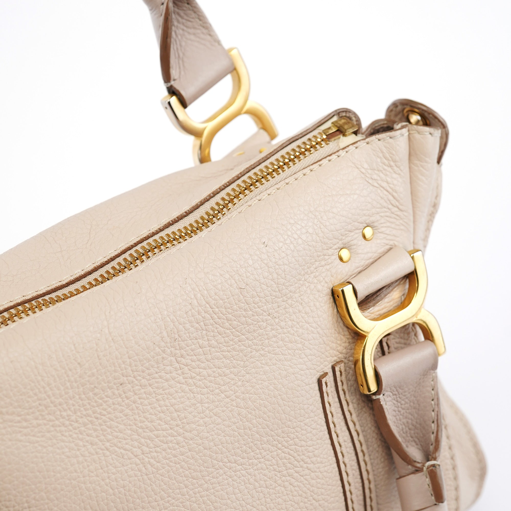 Beige Leather Marcie 2-Way Bag