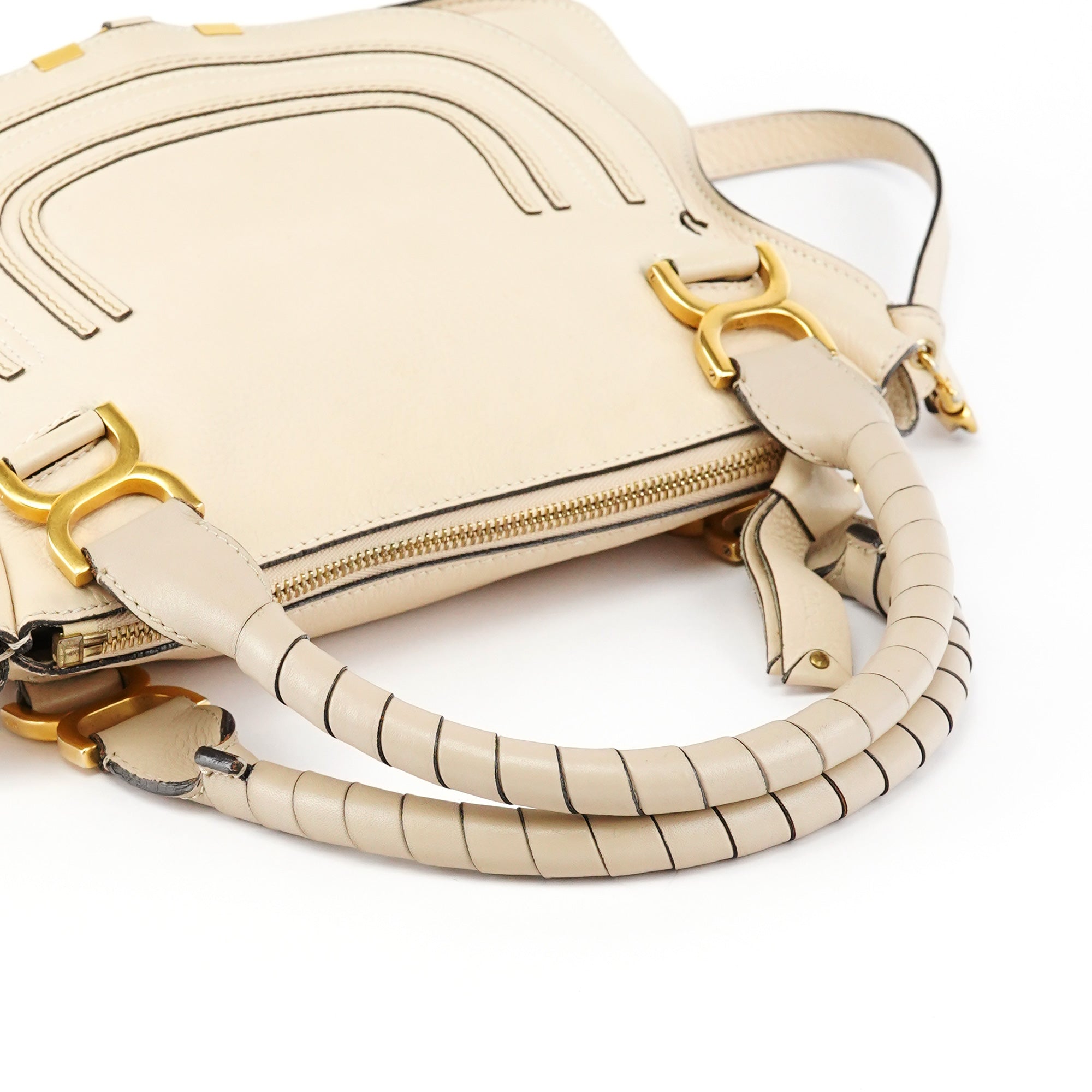 Beige Leather Marcie 2-Way Bag