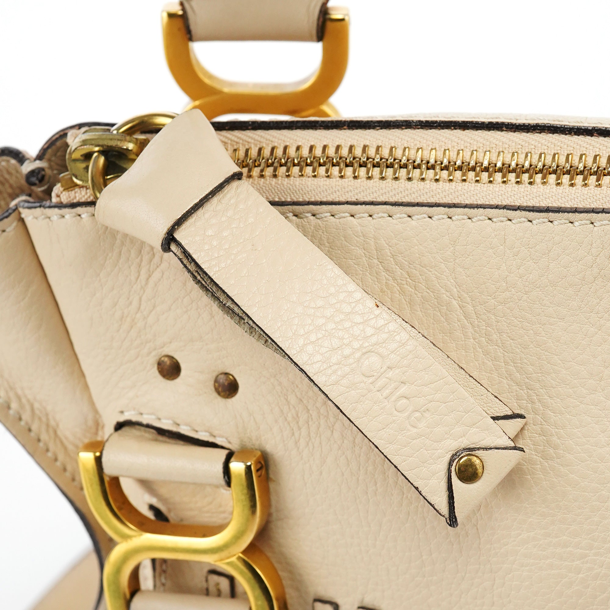 Beige Leather Marcie 2-Way Bag