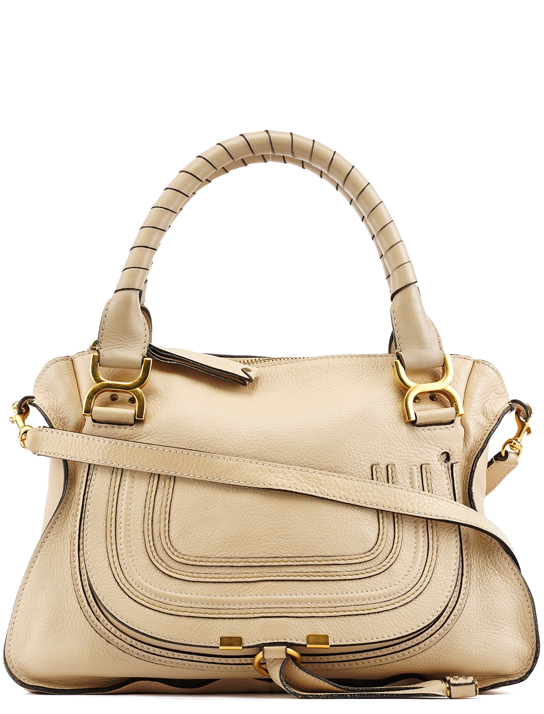 Beige Leather Marcie 2-Way Bag