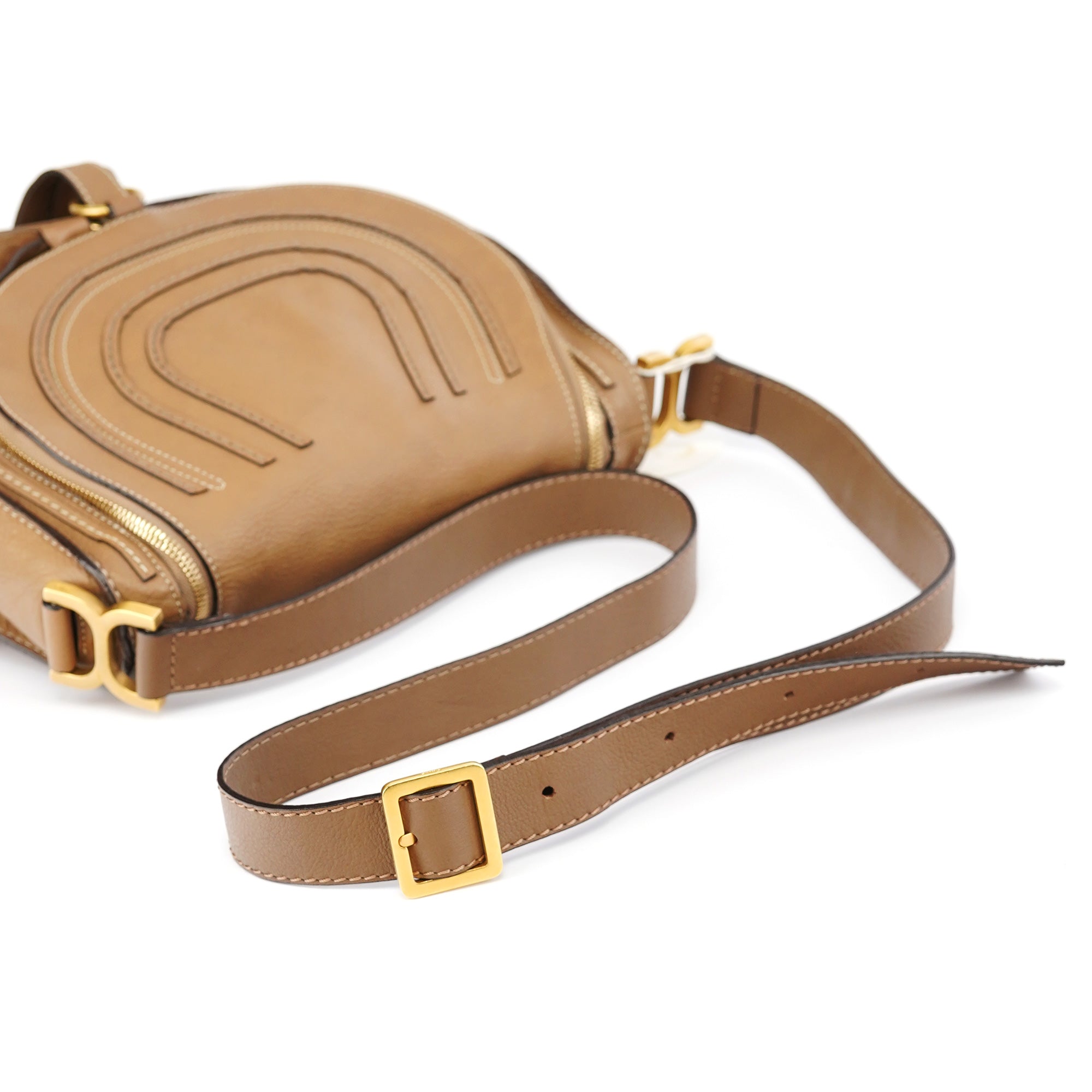 Beige Leather Marcie Crossbody Bag
