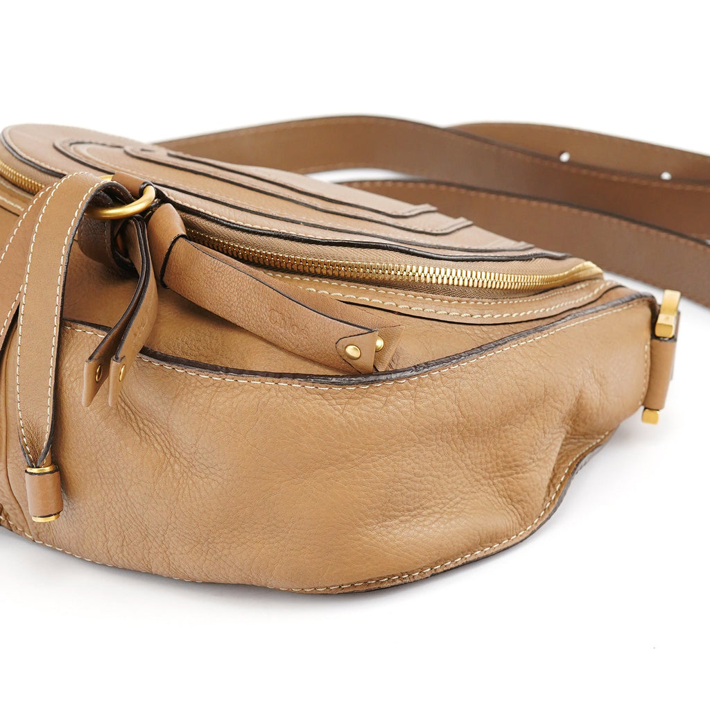 Beige Leather Marcie Crossbody Bag