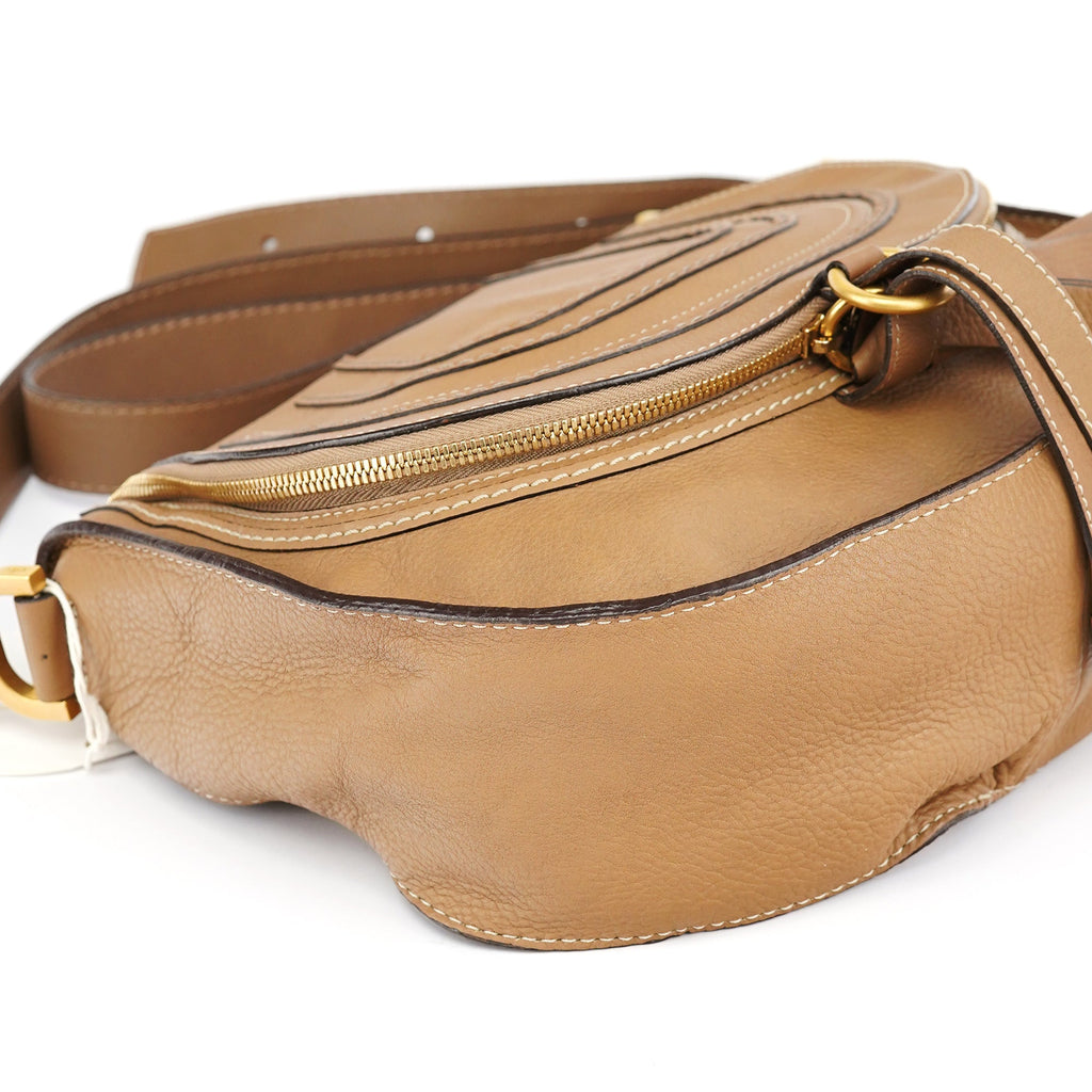 Beige Leather Marcie Crossbody Bag