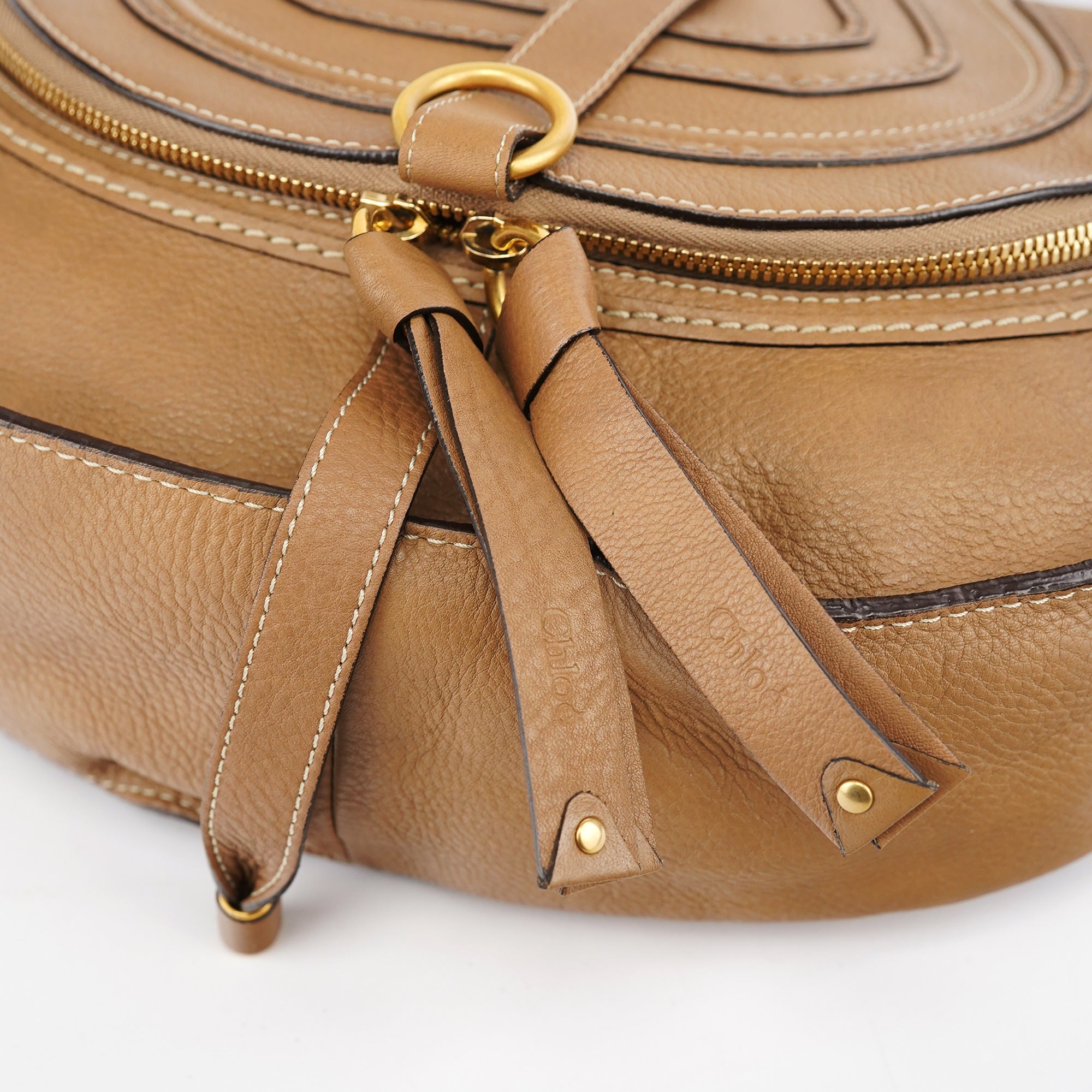 Beige Leather Marcie Crossbody Bag