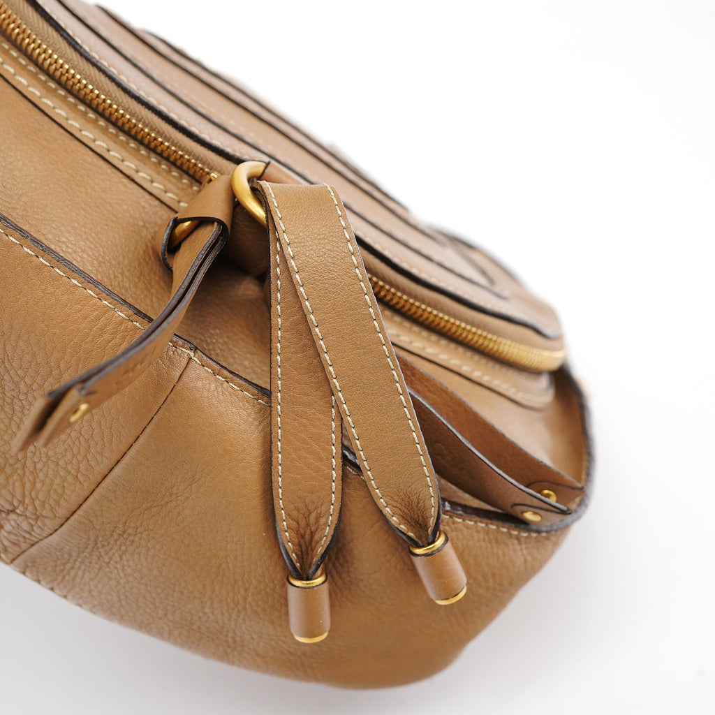 Beige Leather Marcie Crossbody Bag