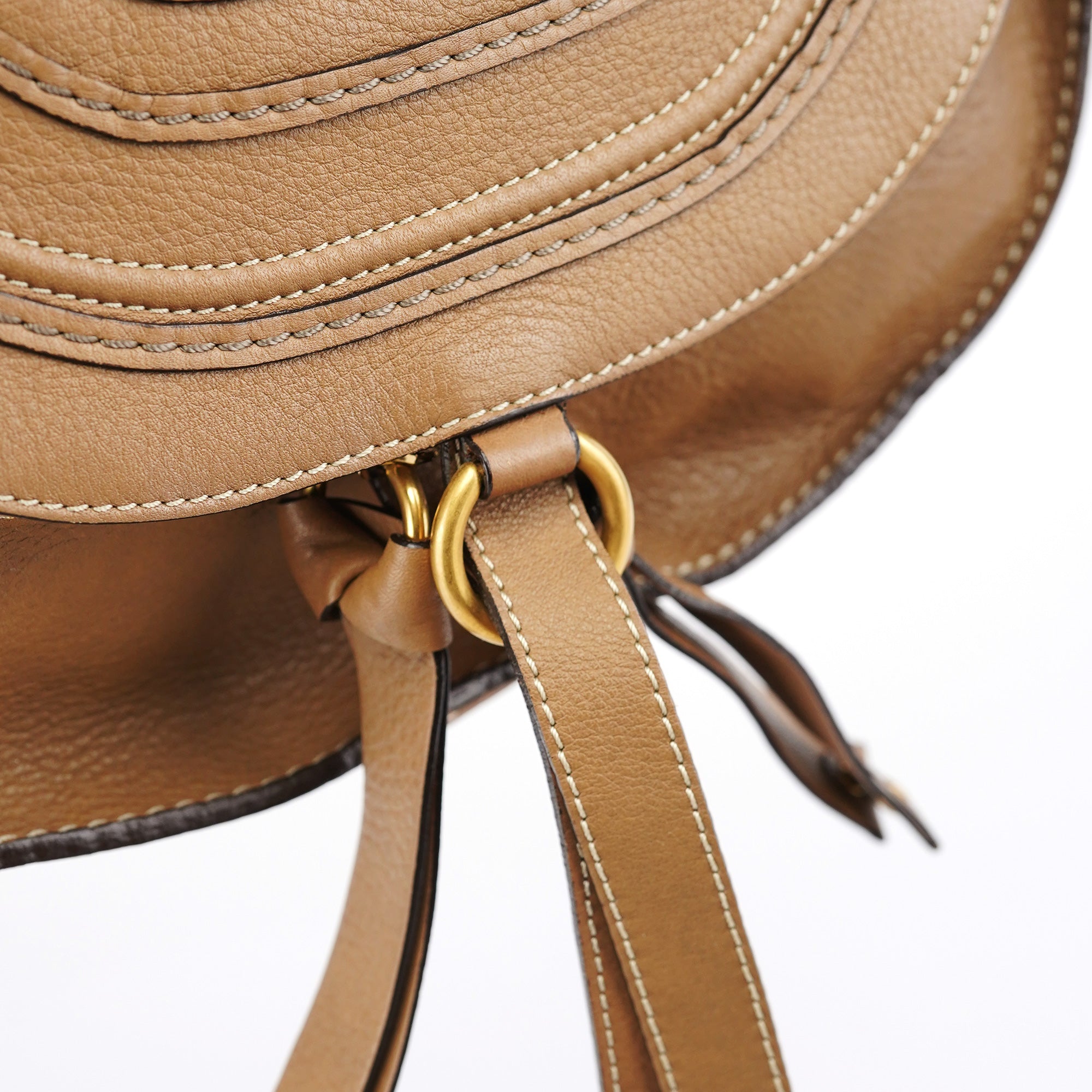 Beige Leather Marcie Crossbody Bag