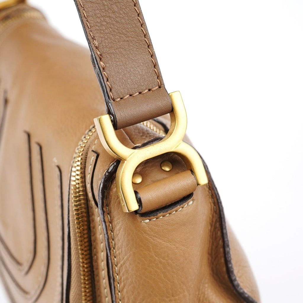 Beige Leather Marcie Crossbody Bag