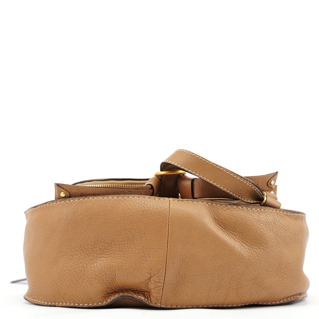 Beige Leather Marcie Crossbody Bag
