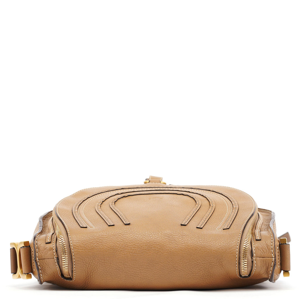 Beige Leather Marcie Crossbody Bag