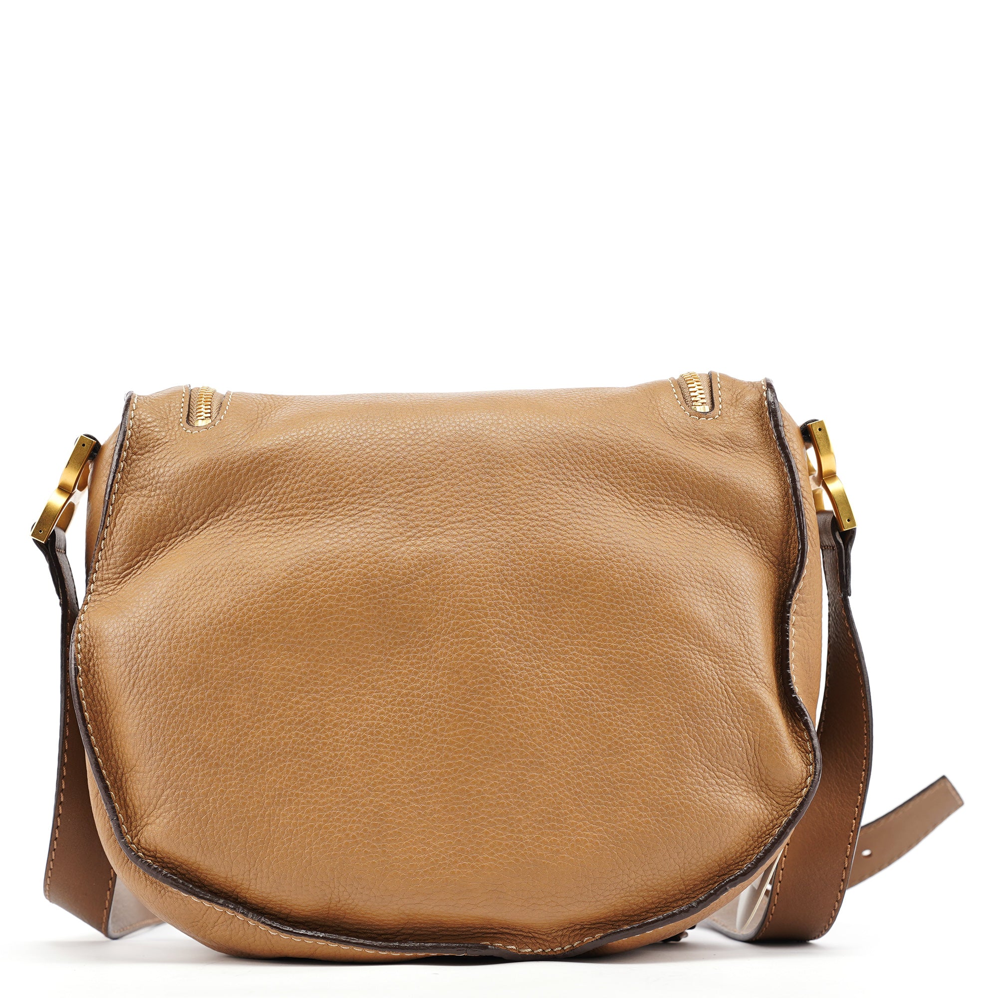 Beige Leather Marcie Crossbody Bag