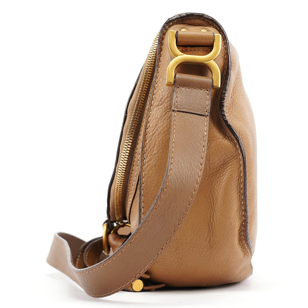 Beige Leather Marcie Crossbody Bag