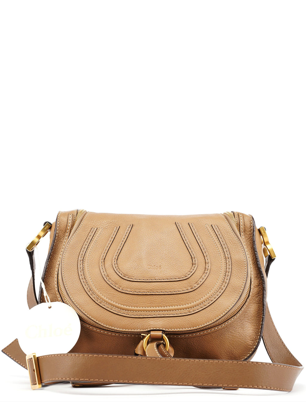 Beige Leather Marcie Crossbody Bag