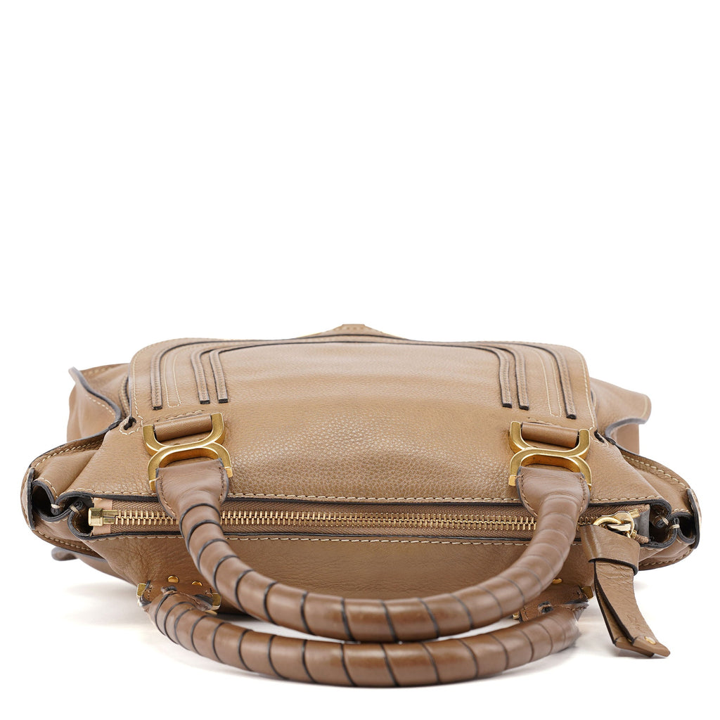 Beige Leather Marcie Handbag