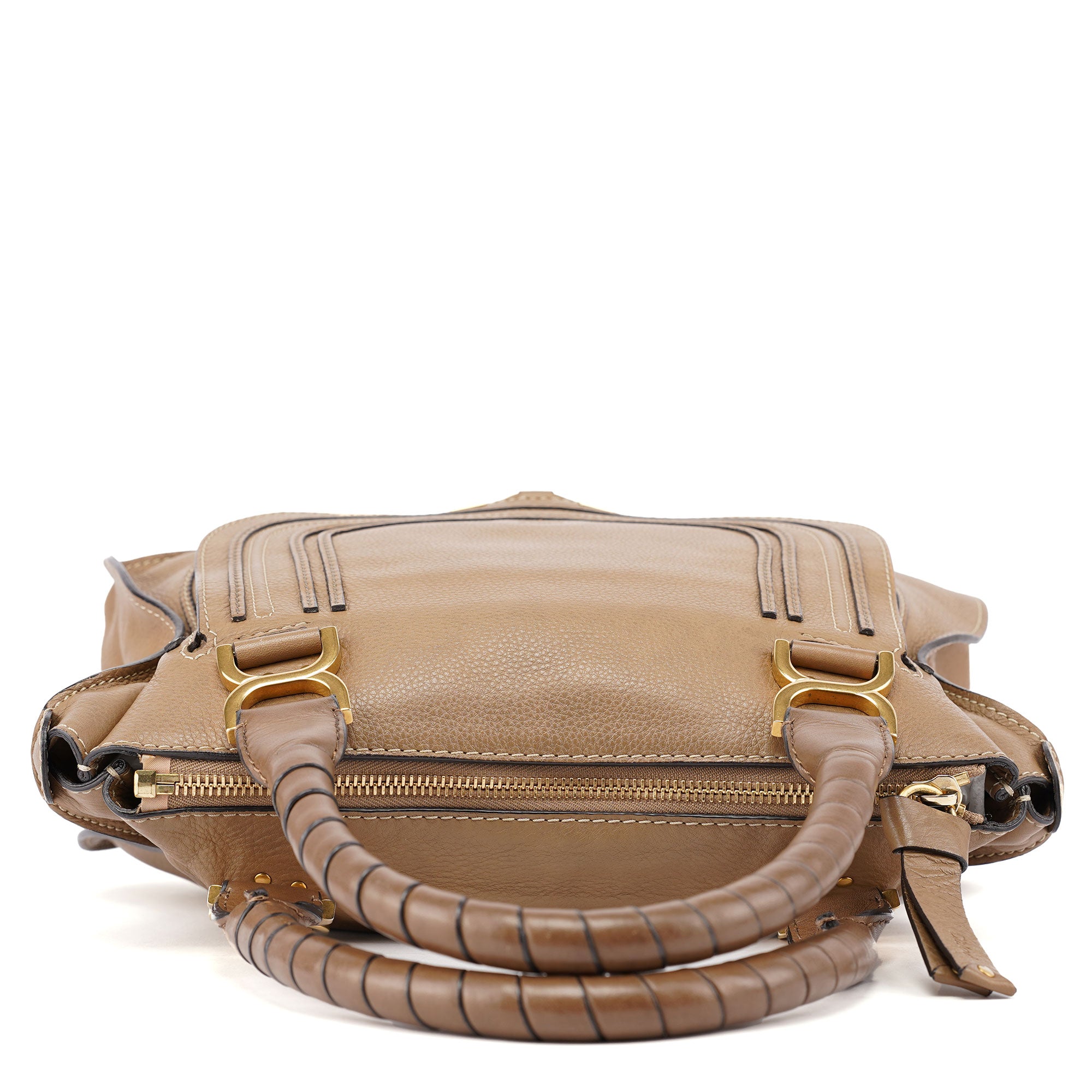 Beige Leather Marcie Handbag
