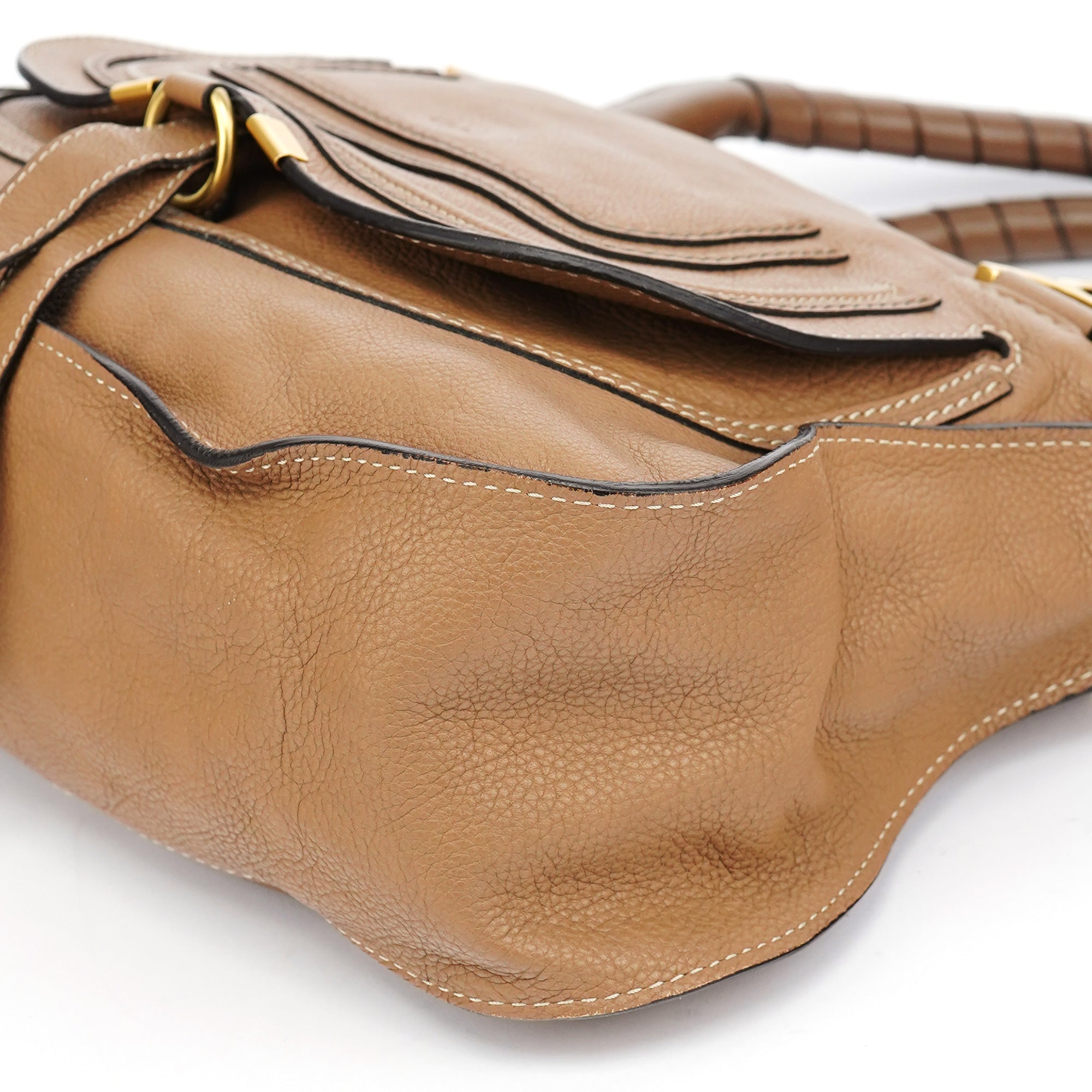 Beige Leather Marcie Shoulder Bag
