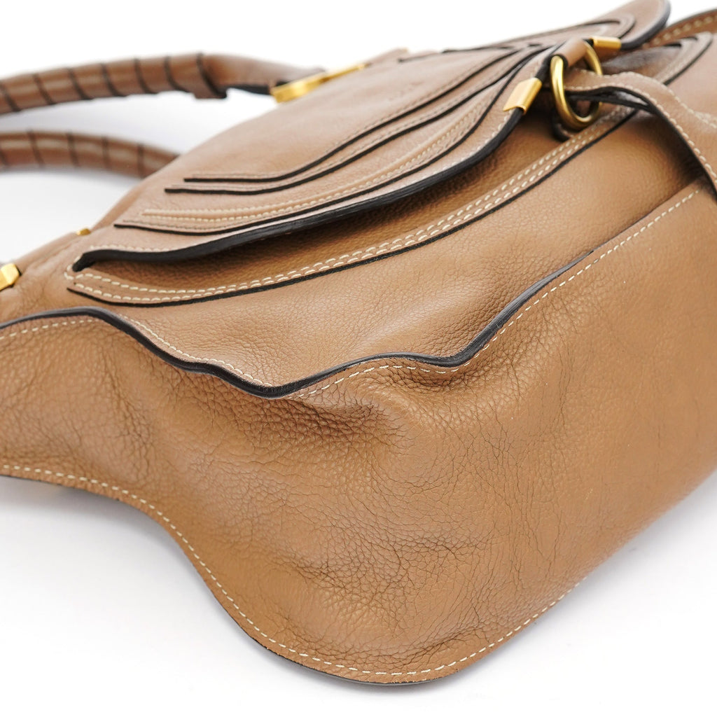 Beige Leather Marcie Shoulder Bag