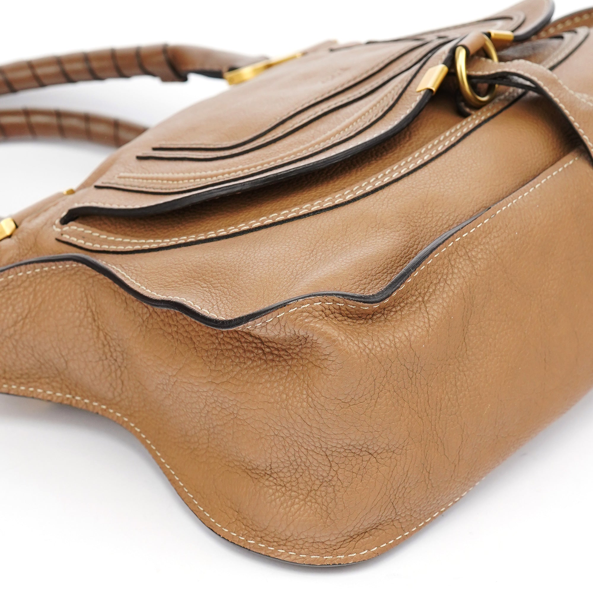 Beige Leather Marcie Shoulder Bag
