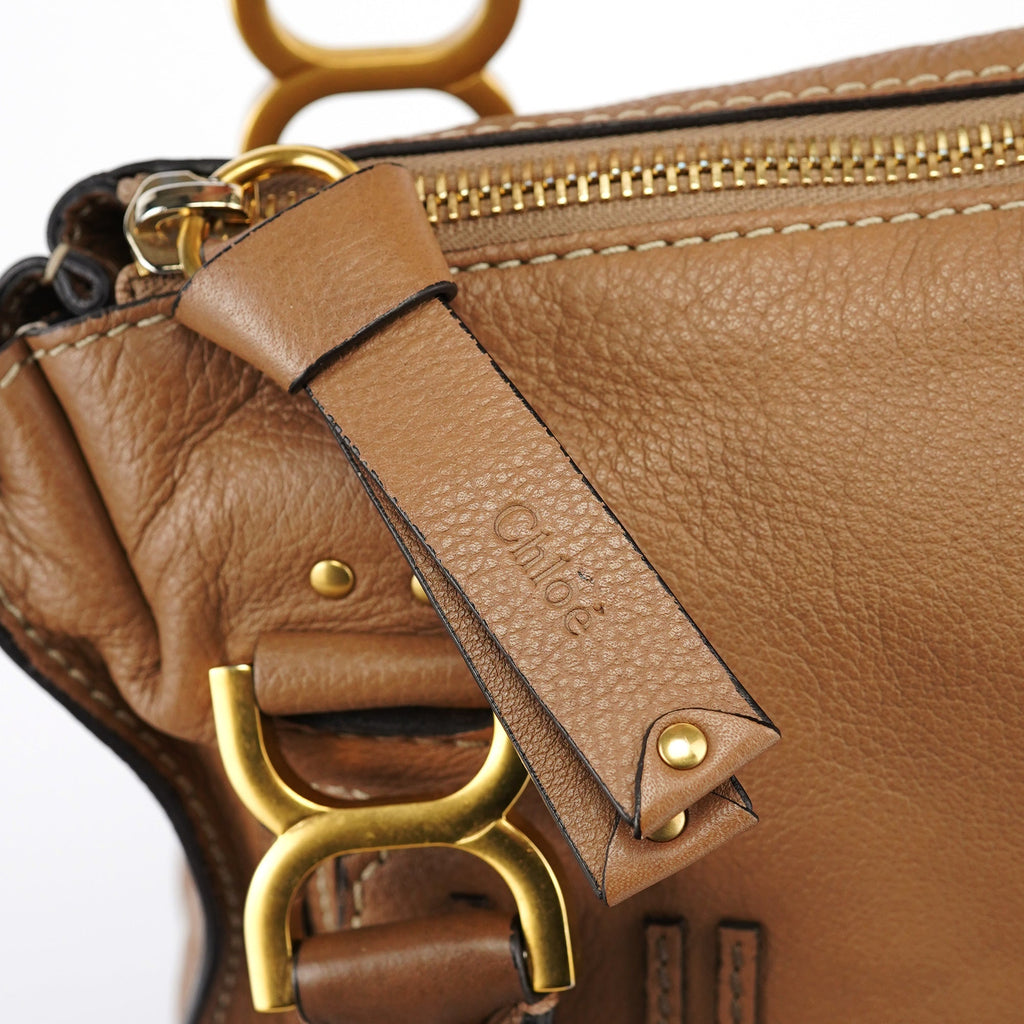 Beige Leather Marcie Shoulder Bag