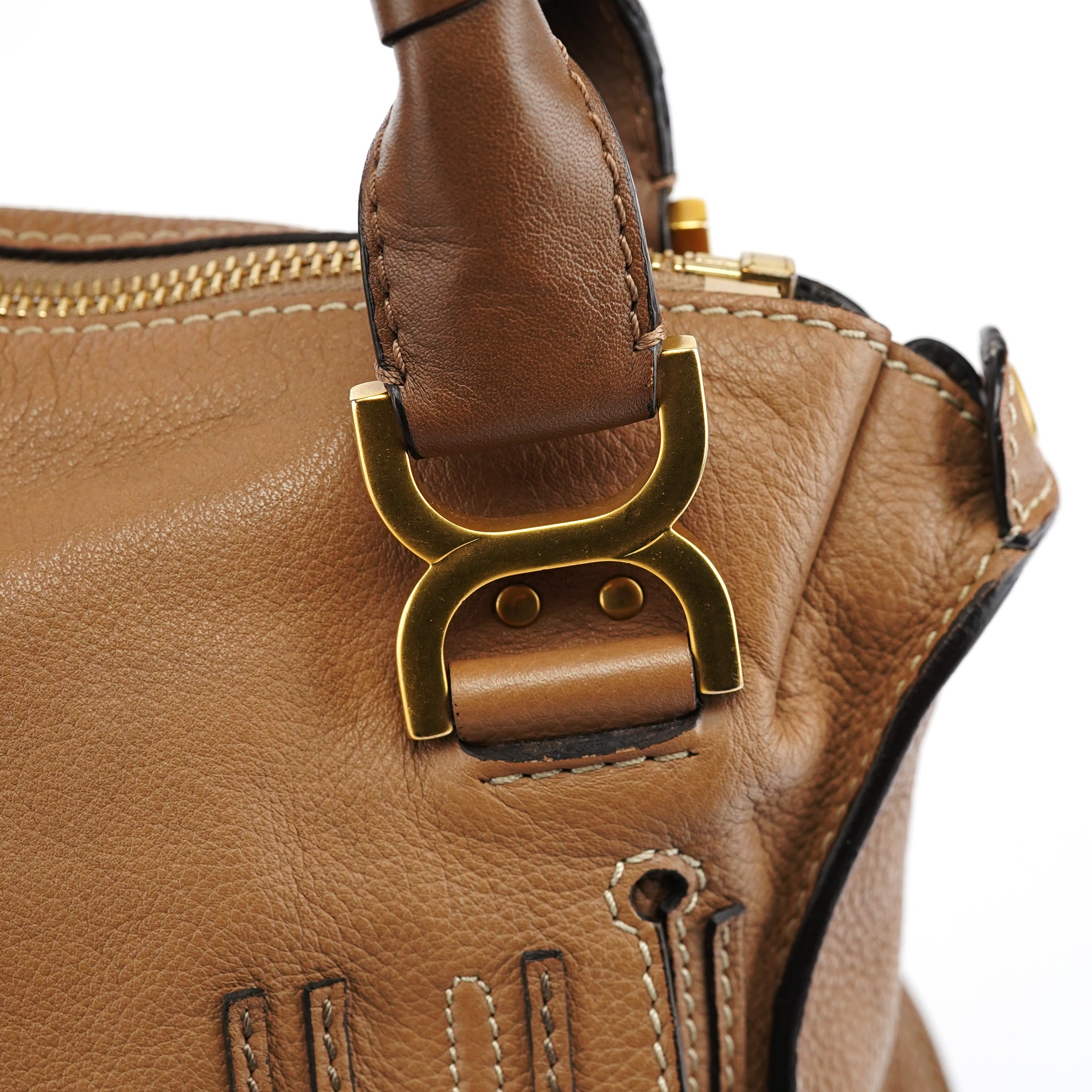 Beige Leather Marcie Shoulder Bag