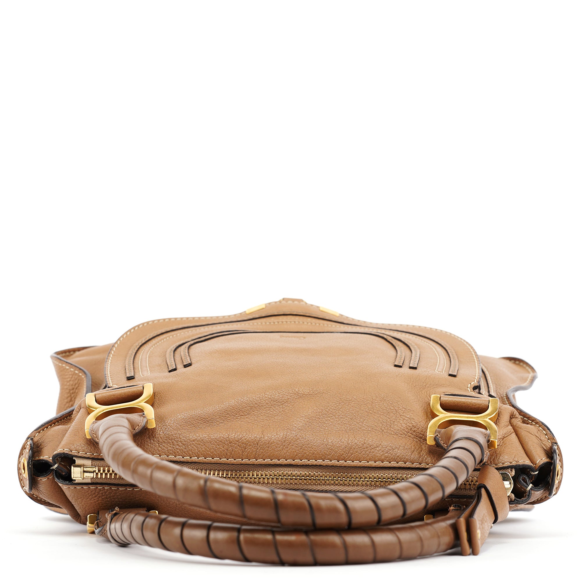 Beige Leather Marcie Shoulder Bag
