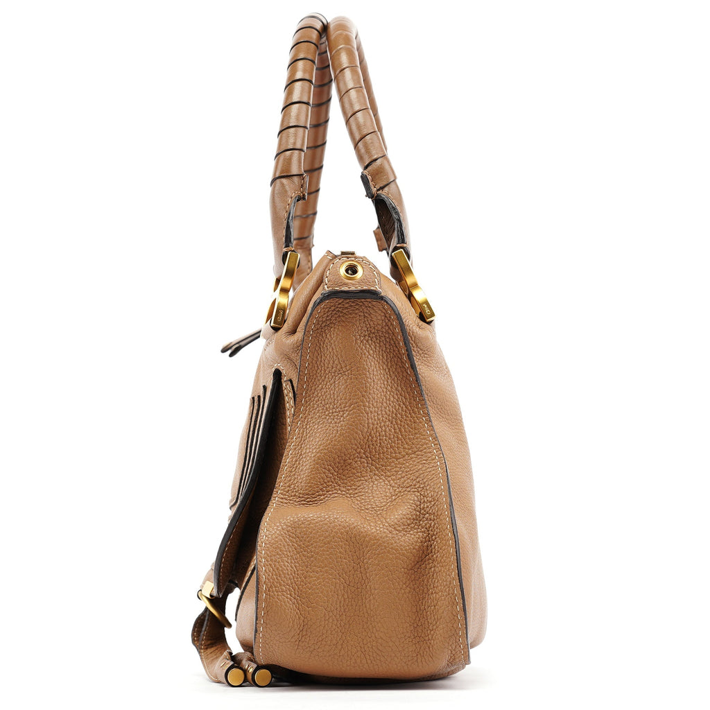 Beige Leather Marcie Shoulder Bag