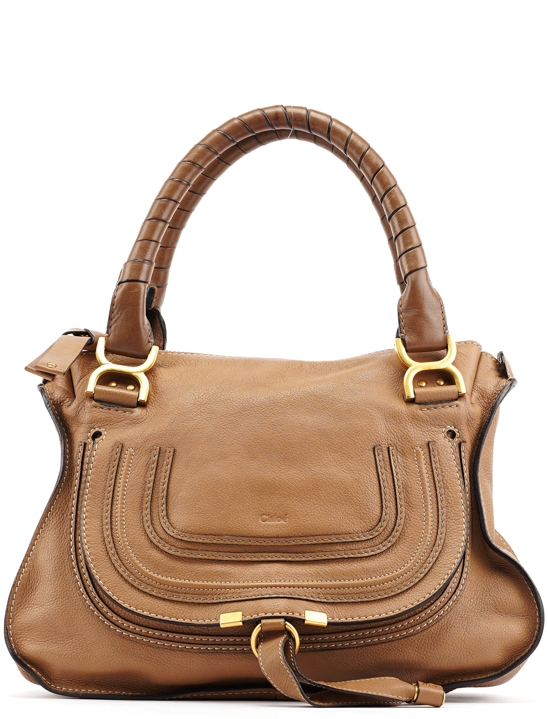 Beige Leather Marcie Shoulder Bag