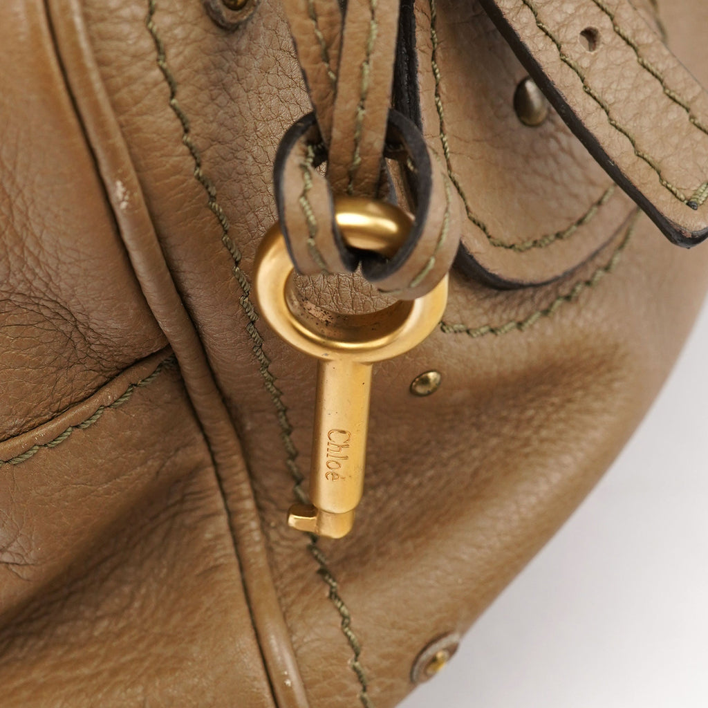 Beige Leather Paddington Shoulder Bag