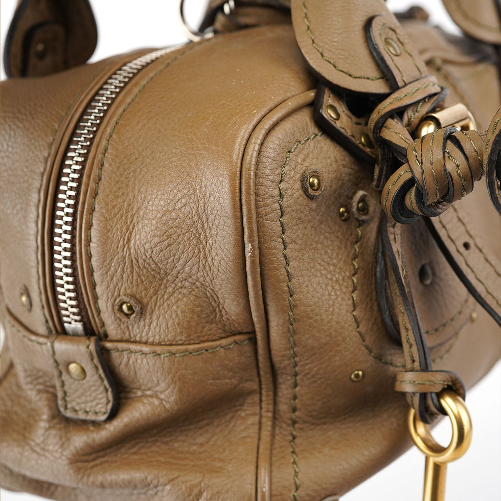 Beige Leather Paddington Shoulder Bag
