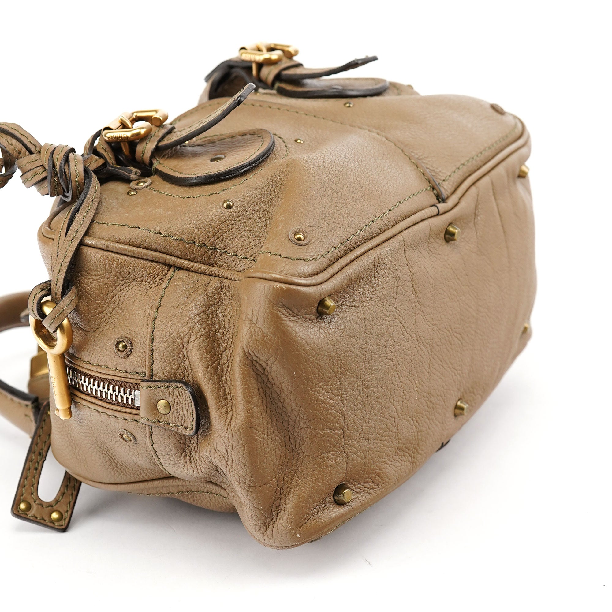 Beige Leather Paddington Shoulder Bag