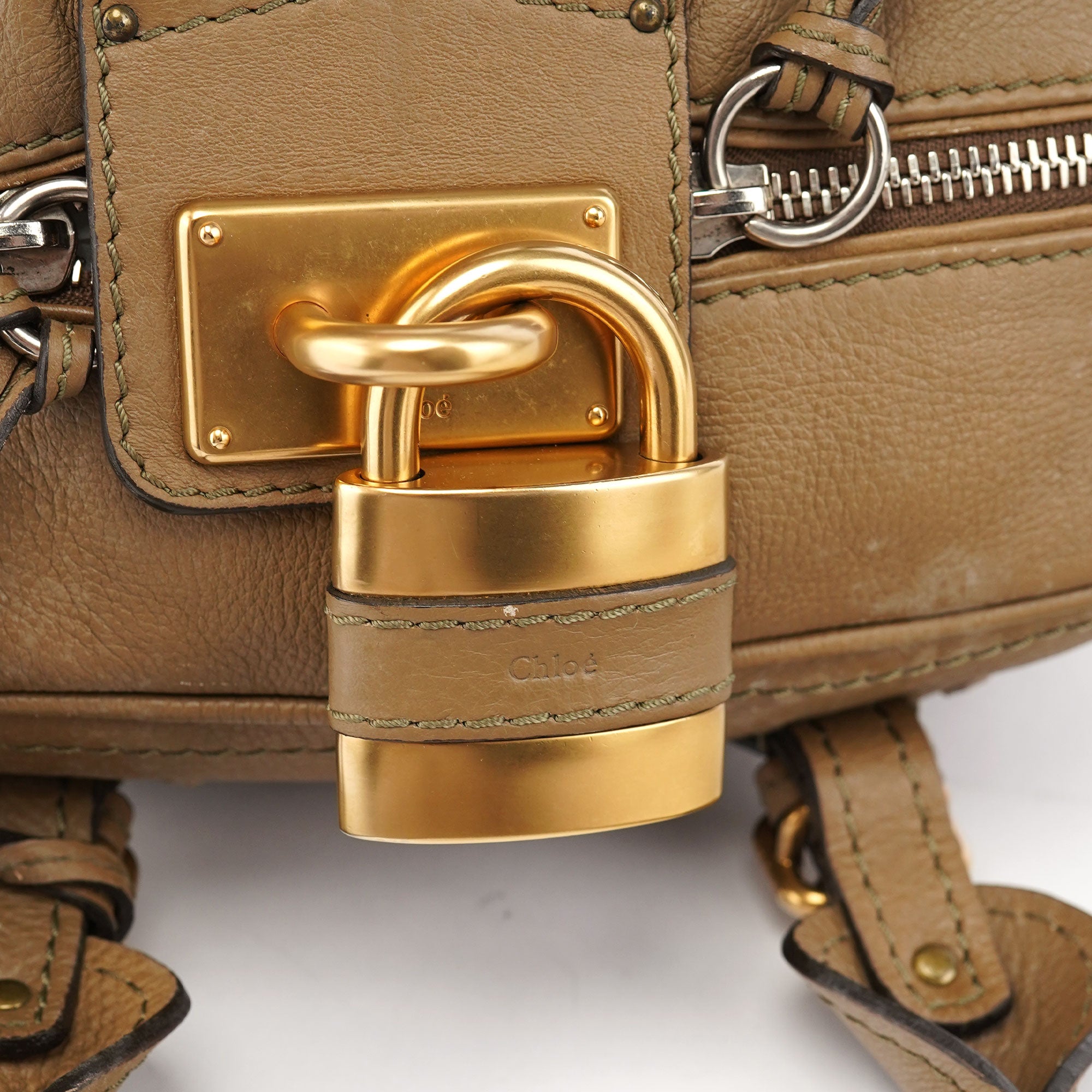 Beige Leather Paddington Shoulder Bag
