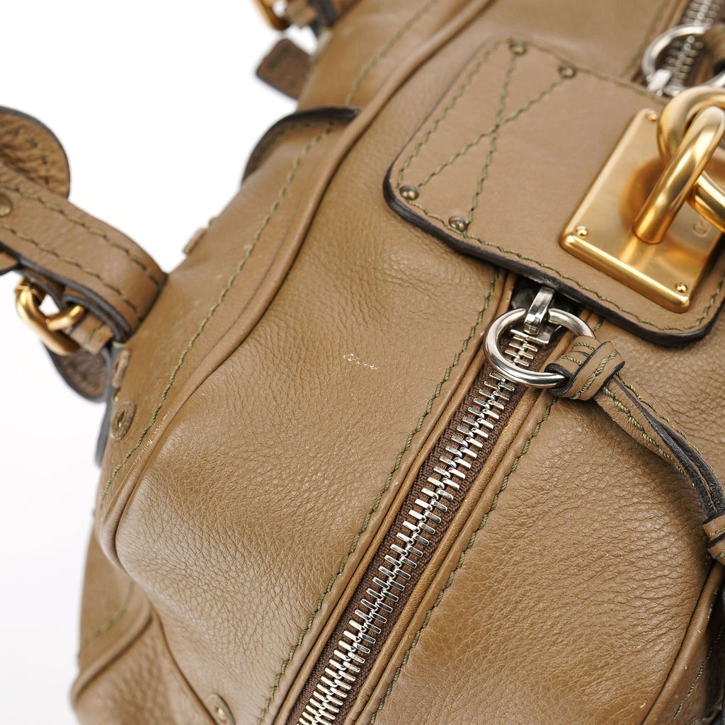 Beige Leather Paddington Shoulder Bag