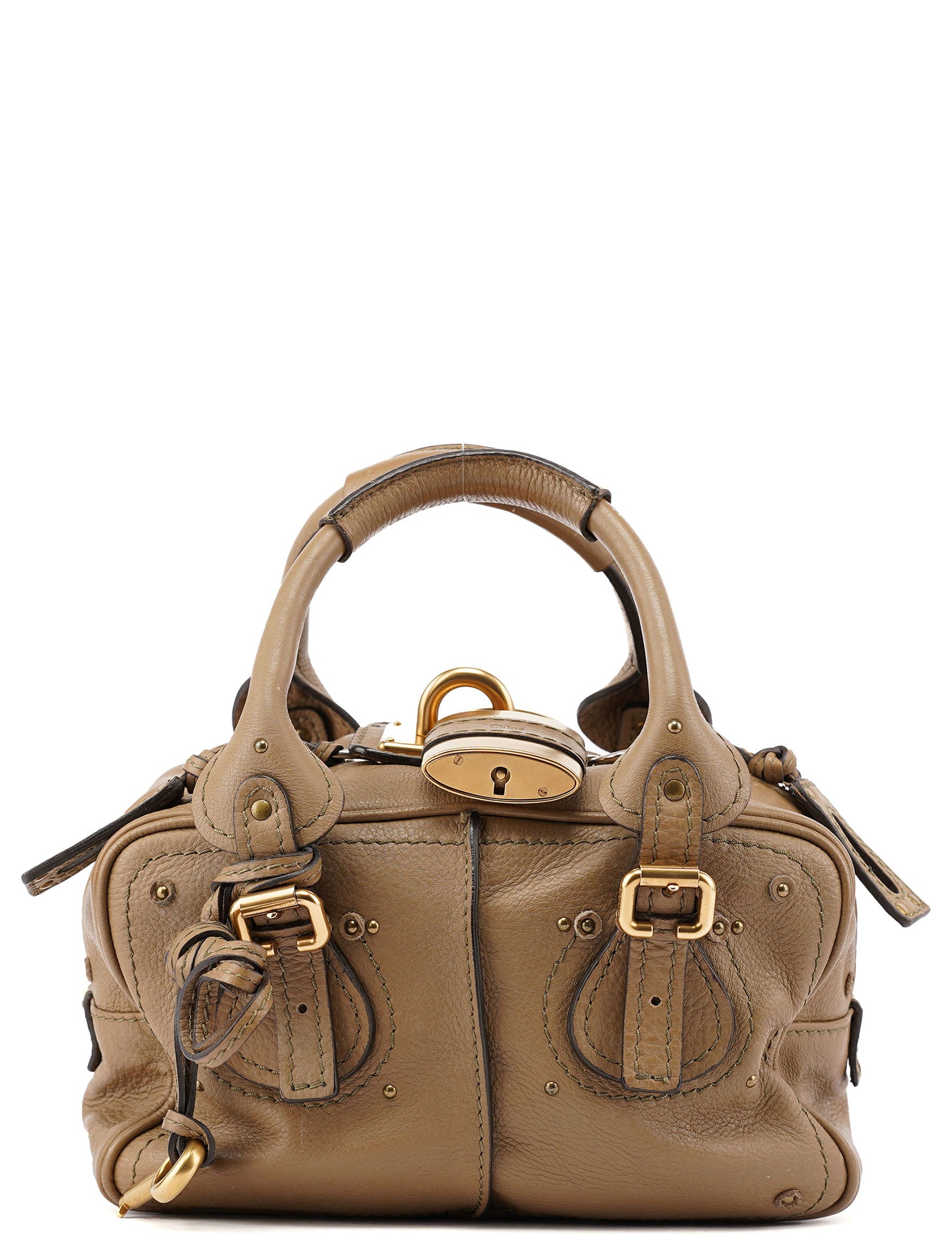 Beige Leather Paddington Shoulder Bag
