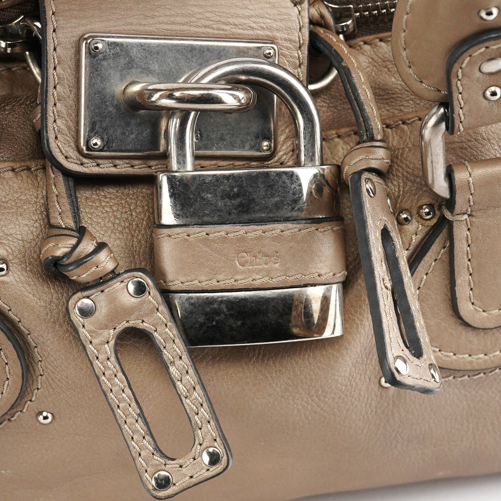 Greige Leather Paddington Shoulder Bag