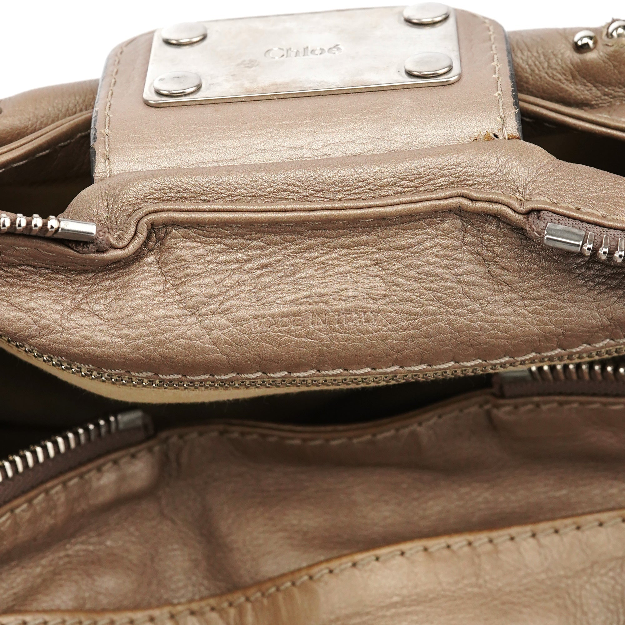 Greige Leather Paddington Shoulder Bag
