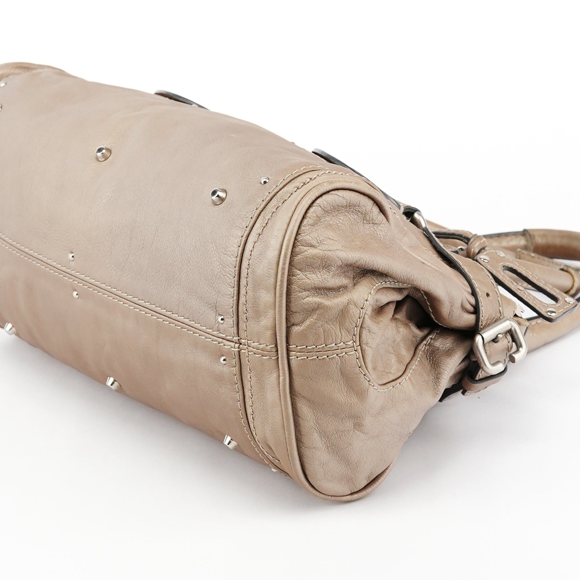 Greige Leather Paddington Shoulder Bag